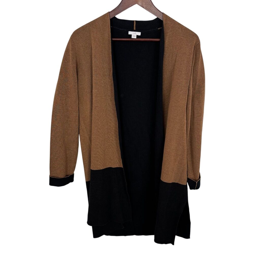 J. Jill Brown Black Colorblock Long Cardigan Sweater Women’s Small